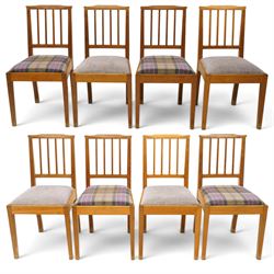 Acorn Industries - set of eight oak dining chairs, the shaped cresting rail over a fluted ...