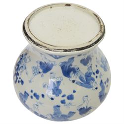19th century Chinese blue and white jar, of pronounced baluster form, decorated in the Hundred Boys design, with numerous children at play, H23cm

The hundred boys design was a popular theme in Chinese Art employed from the Song period onwards. It expresses the desire to continue the family through male heirs and the performance of filial duties
