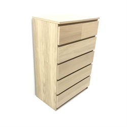 Ikea light oak chest, two short and four long, plinth base, W81cm, H123cm, D48cm