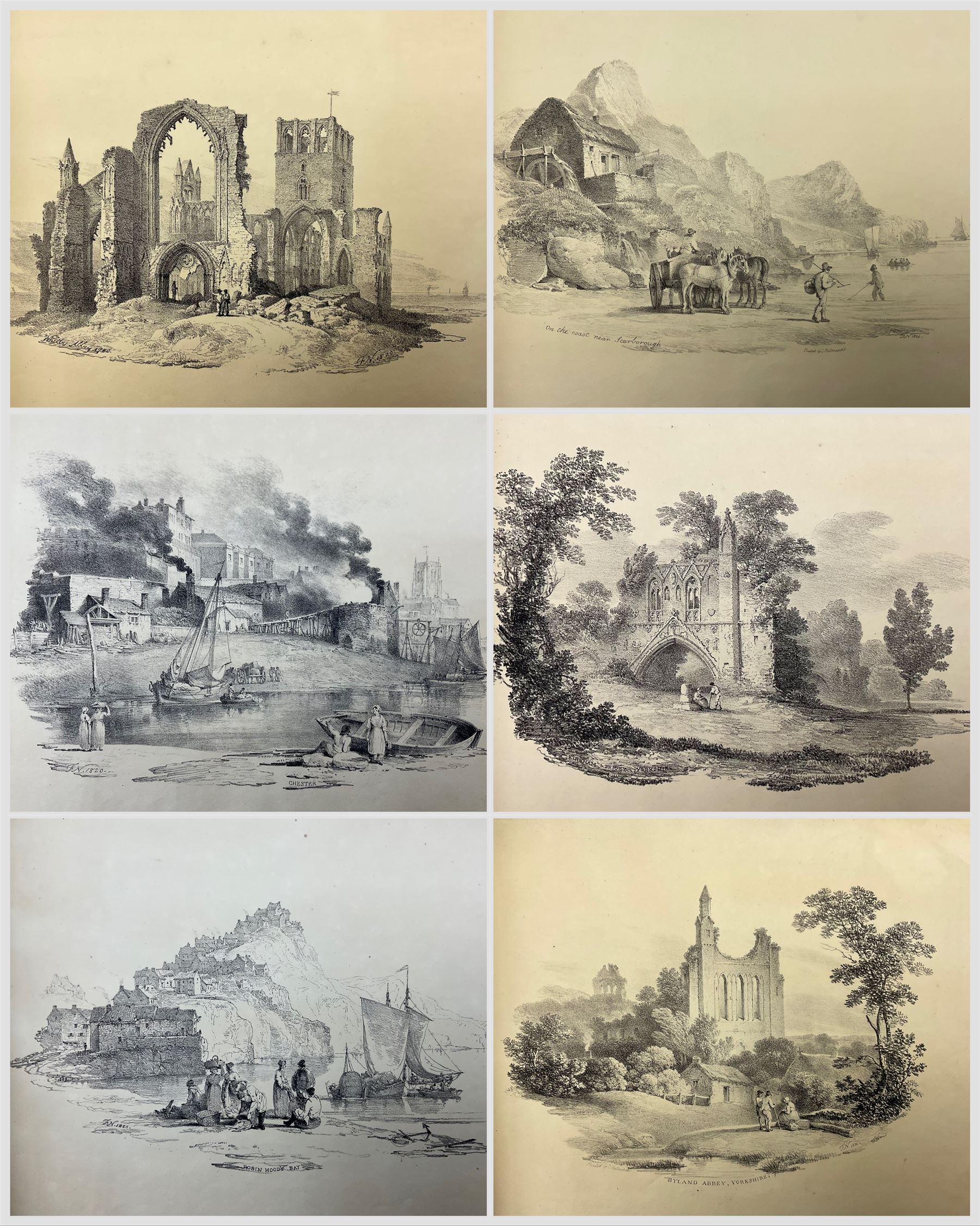 Francis Nicholson (British 1753-1844): 'Lithographic Impressions of Sketches from Nature',  original folio pub. 1820, in Solander box 