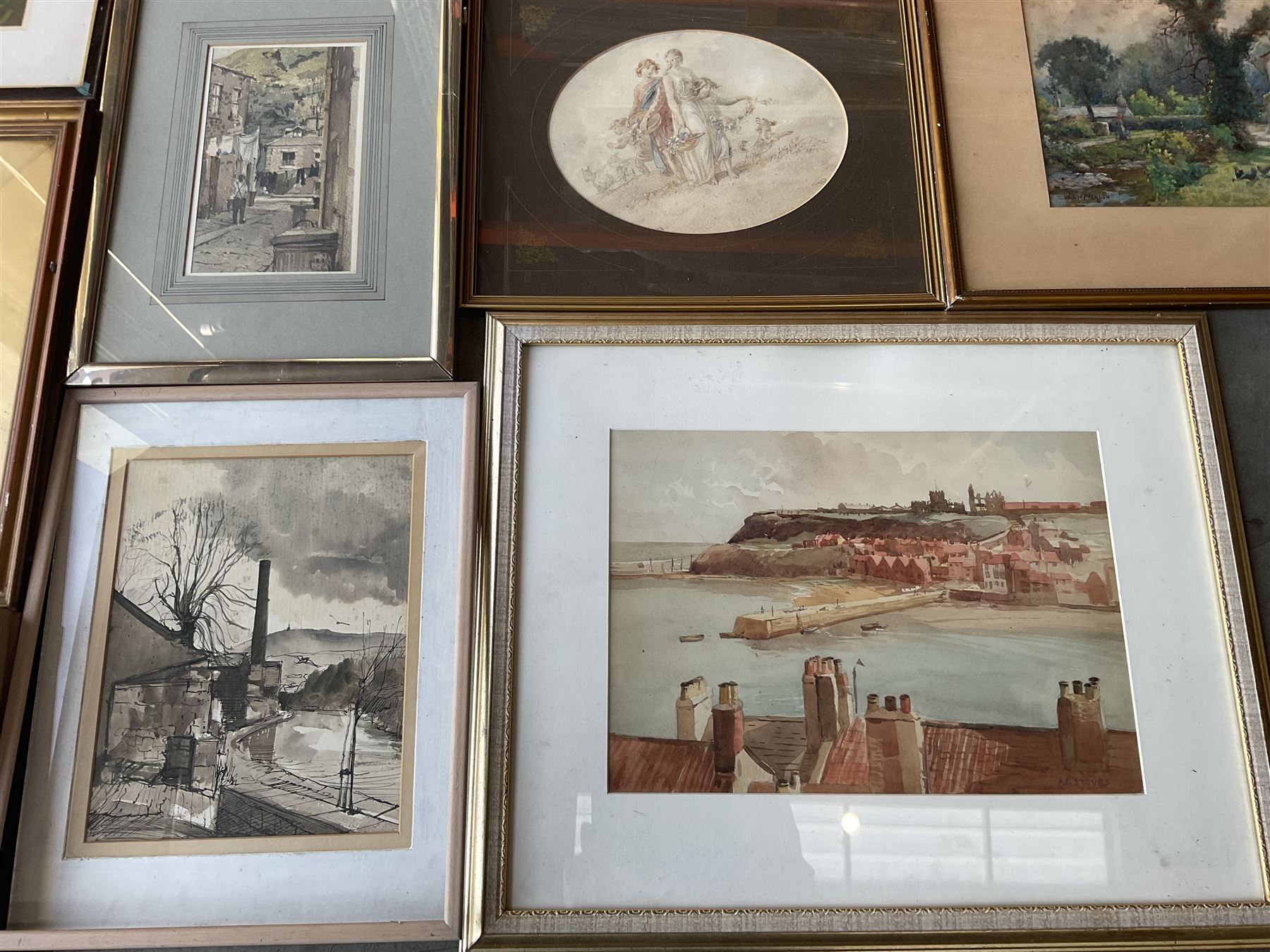 Collection of principally early 20th century watercolours and oils, artists including Charles James Barraud, Harold Wharfe, John Mackie, Tom Campbell, Gladys M Aitken, Bohuslav Barlow, Willie Stephenson, Gordon Clifford Barlow, After Albert George Stevens, Harriet Skidmore, etc