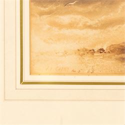 Joseph Newington Carter (British 1835-1871): Figures on the Shoreline, watercolour with scratching out signed and dated '65, 26cm x 38cm 