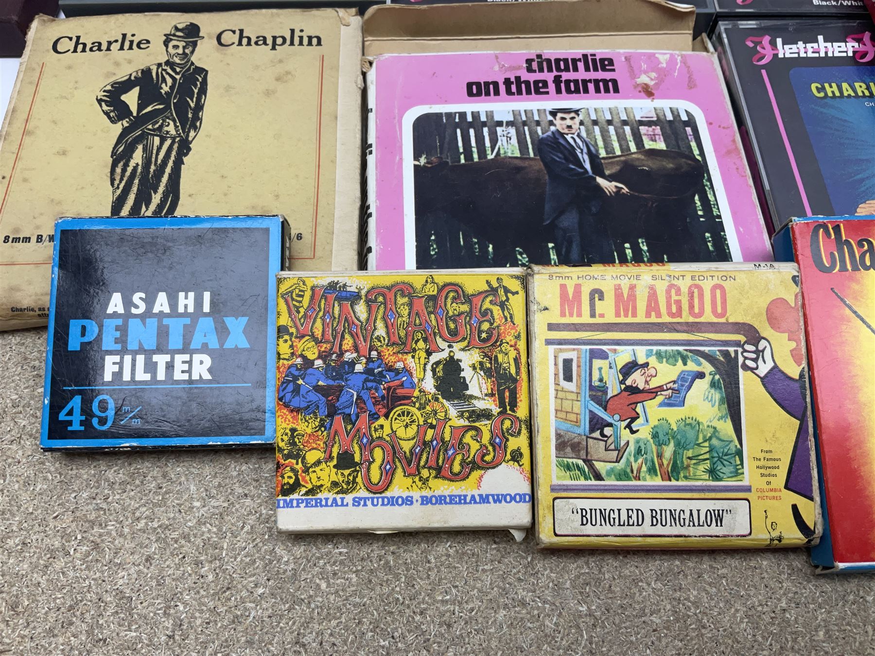 Film reels, mostly 8mm, to include Charlie Chaplin, Laurel & Hardy, The 3 Stooges, Spartacus the Gladiator etc 