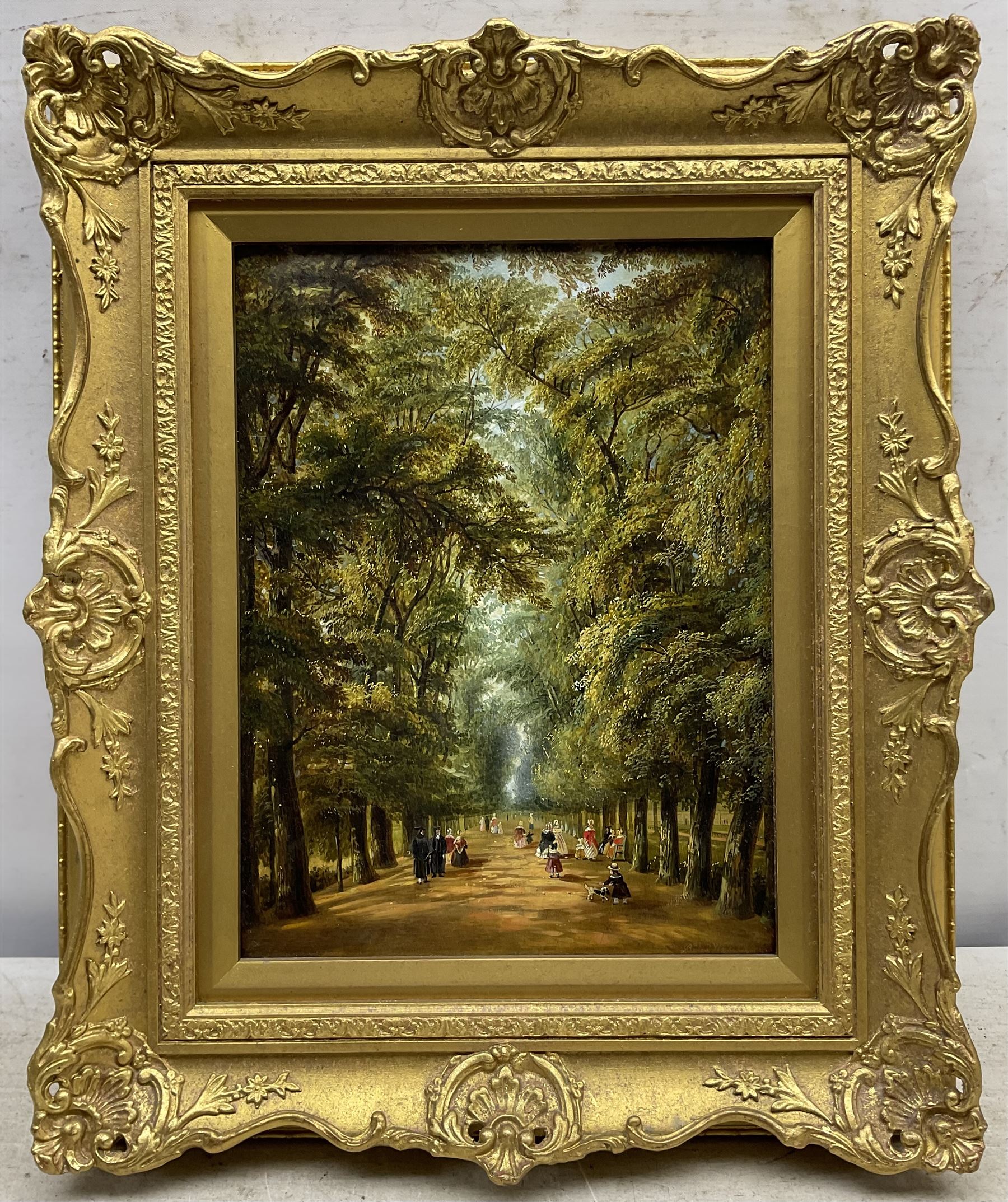 Joseph Taylor of Oxford (British fl.1847-1867): 'The Broad Walk' - Christ Church Meadow, oil on panel titled, signed and further titled with artist's address '1 Oriel Street' verso 30cm x 22cm