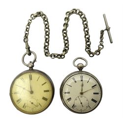 Two silver cased keywind pocket watches, hallmarked