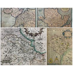 William Hole (British ?-1624) after Christopher Saxton (British c.1540-c.1610): 'Flint' and 'Anglesey', two early 17th century engraved maps with hand colouring together with two others max 27cm x 32cm (4)