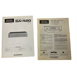 Rotel record player with pioneer amps and cassette deck with a pair of Wharfdale speakers