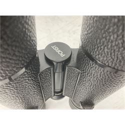 Nine cased pairs of binoculars to include Lieberman & Gortz 12x50, Frank Nipole 8x56, Uniscope, Hoya mark II 8x40, Porst 8x56 etc