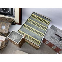 Quantity of model houses, framed print, coal E & J Mining Memories Morris Minor figures etc