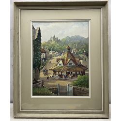 George Ayling (British 1887-1960): Dunster Castle and the Yarn Market, watercolour signed 48cm x 36cm 