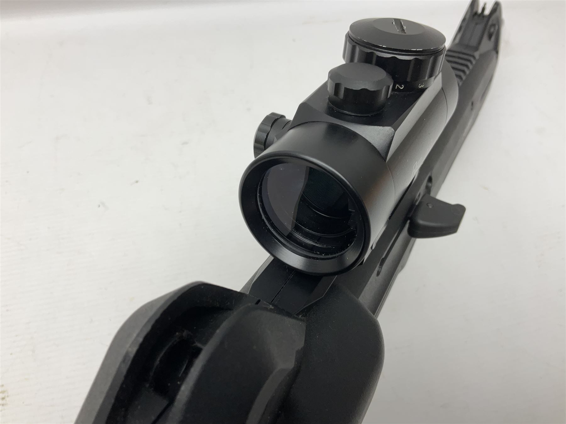 Beretta Cx4 Storm .177 CO2 rifle with Hawke Red Dot 30 scope L78cm; in fitted hard carrying case with two magazines and 88g cylinder; NB: AGE RESTRICTIONS APPLY TO THE PURCHASE OF AIR WEAPONS.