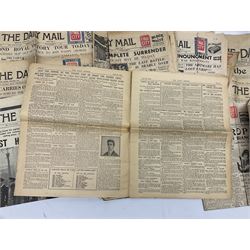 Collection of newspapers and cuttings to include first and second World War examples, Walt Disney Mickey Mouse Weekly Souvenir Coronation issue comic, dated May 30 1953 and other Coronation related news leaves
