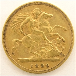  Queen Victoria 1896 gold half sovereign  
