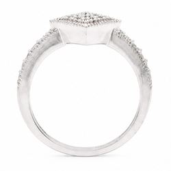 9ct white gold diamond shaped diamond ring, pave set with nine round cut diamonds, with diamond set shoulders, Birmingham 2006