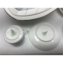 Royal Doulton Counterpoint pattern tea and dinner service for six, to include teapot, teacups and saucers, milk jug, sucrier, dinner plates, covered dishes etc