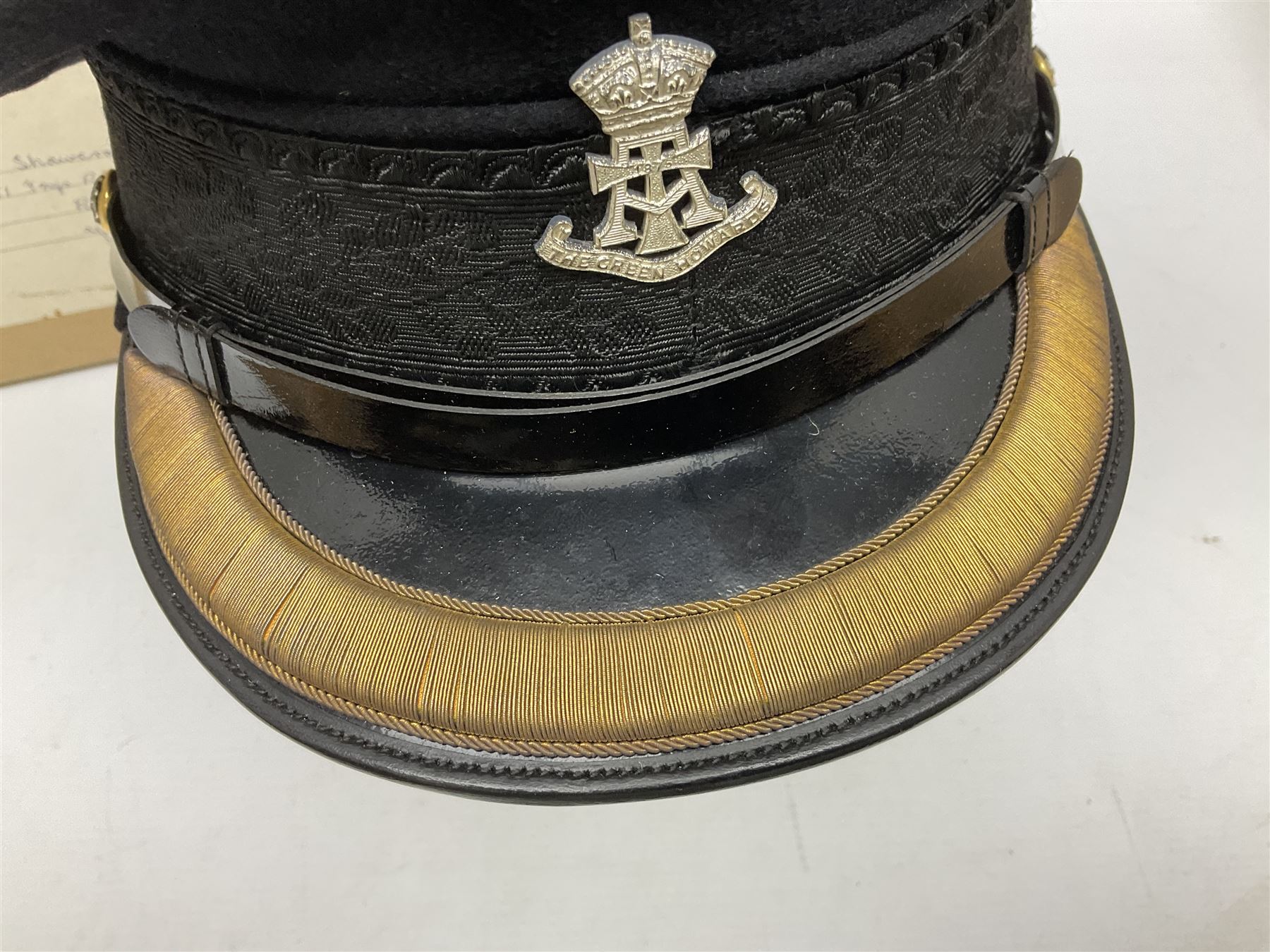 Officer's pattern peaked cap of the Green Howards, by Herbert Johnson, New Bond Street, London, in original box