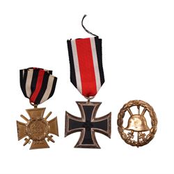 WWI German Hindenburg cross, together with Wound badge and German Iron Cross 2nd Class