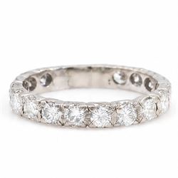 White gold diamond eternity ring, set with seventeen round brilliant cut diamonds, total diamond weight approx 2.20 carat