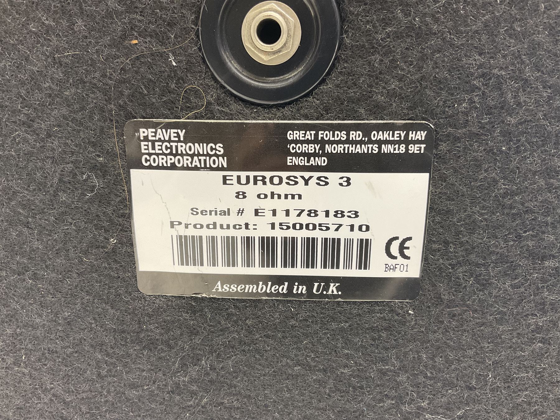 Near pair of Peavey Eurosys speakers W47cm H65cm D38cm (2)