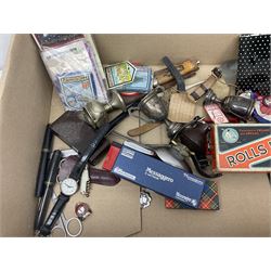 Silver Whitby jet bracelet, Parker Duofold fountain pen with 14ct gold nib, pair of chrome Art deco style candlesticks, wristwatches, costume jewellery and other collectables