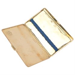 Early 20th century 9ct gold cigarette case, of rectangular form with vertical engine turned decoration, hallmarked Charles S Green & Co Ltd, Birmingham 1935, also marked 9 375, H14cm W8.5cm

