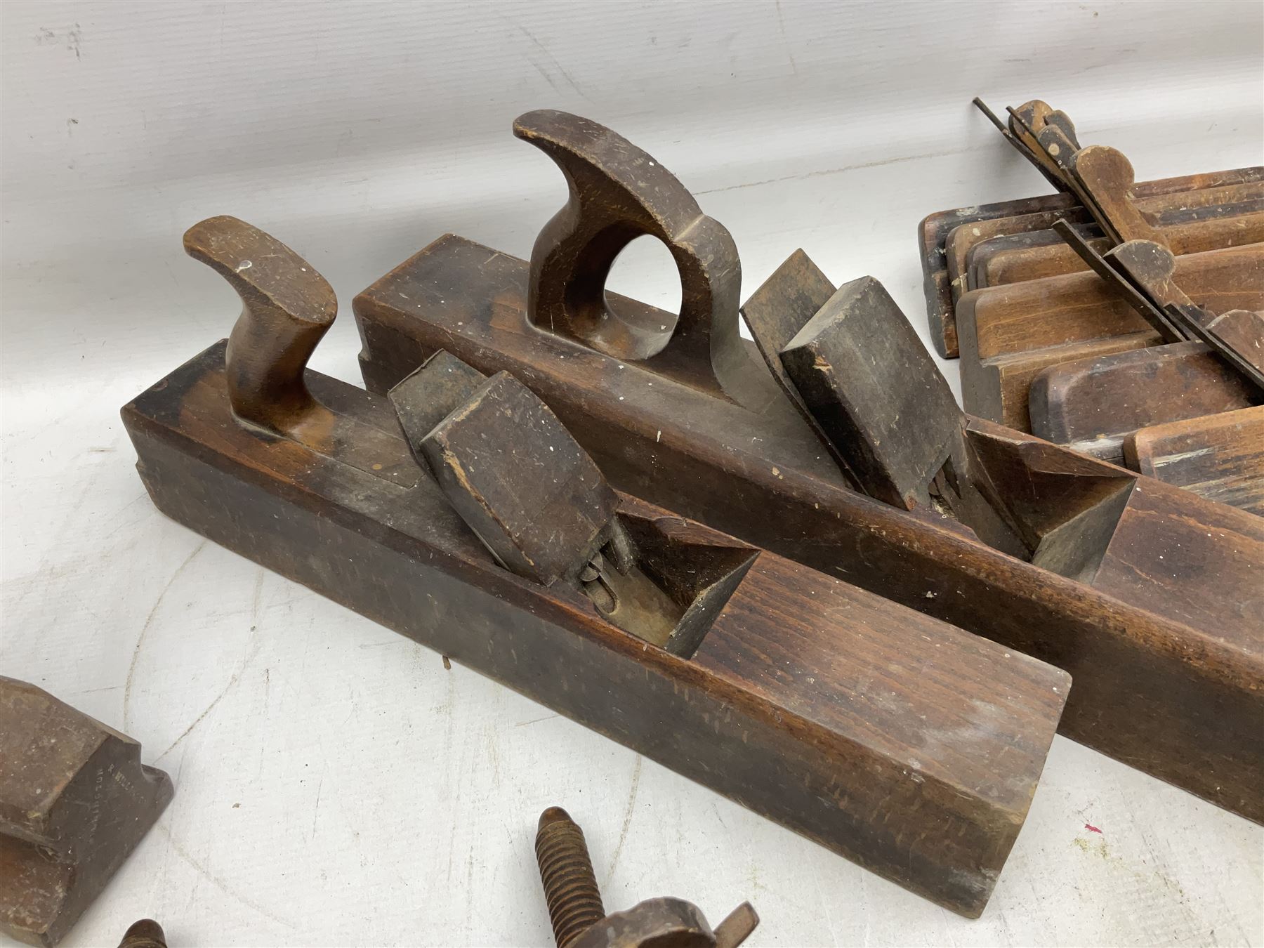 Large collection of woodworking planes, to include examples by marsden brothers 