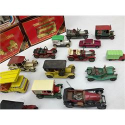 Three boxed Matchbox Models of Yesteryear models, boxed Corgi Silver Jubilee Bus, Matchbox Superkings Daf car transporter, other loose die-cast models to include Lledo, Corgi Classics etc
