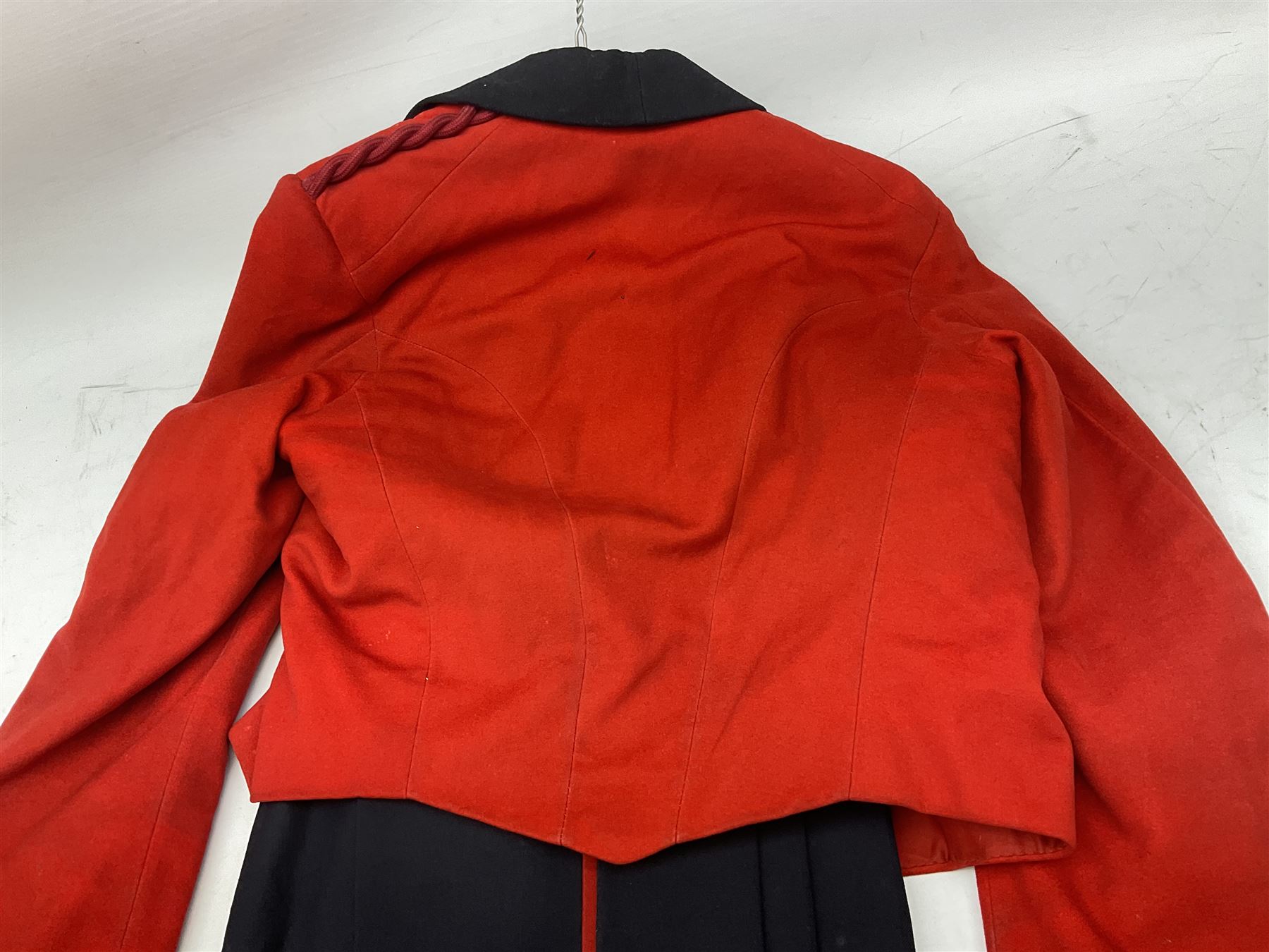 Royal Military College Sandhurst parade uniform with peaked cap and two-piece mess dress, all bearing historic manuscript labels for J.E.A. Baldwin, possibly Air Marshal Sir John Eustace Arthur Baldwin (1892-1975) who served in the British Army 1910-18 & 1944-58 and in the RAF 1918-44.