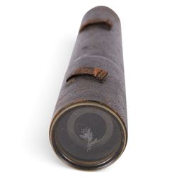 19th century two-draw brass and leather telescope, inscribed 'Captn Stephens J.N.' and 'West 92 & 93 Fleet Street London', total length 54cm