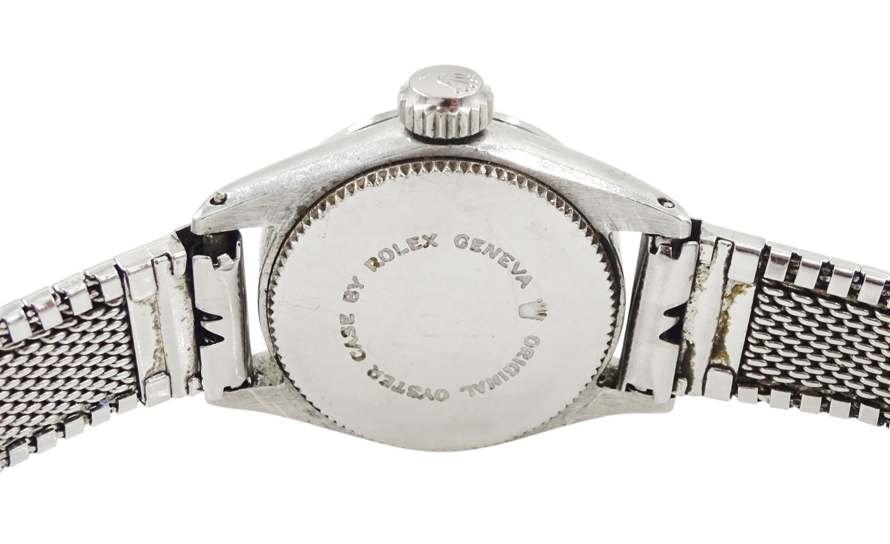 Tudor Oyster Royal ladies stainless steel manual wind wristwatch, Ref. 7535/0, serial No. 608684, silvered dial with baton and Arabic hour markers, on stainless steel strap