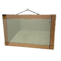 Late 20th century 'Coca Cola' style mirror (64cm x 89cm), and a 20th century frameless mirror (44cm x 67cm)