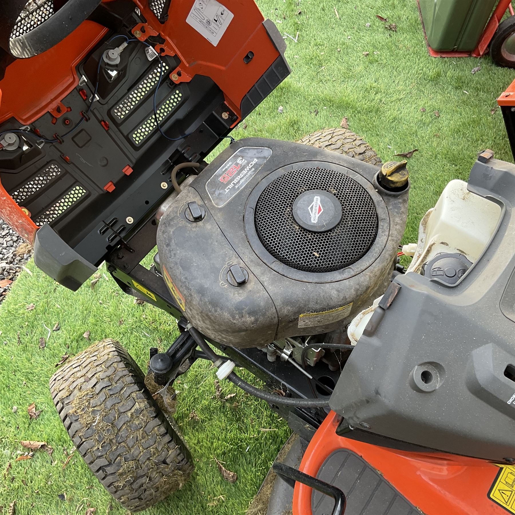 Husqvarna TS138 petrol garden tractor with Husqvarna T275 trailer with metal fuel canister and sack barrow - THIS LOT IS TO BE COLLECTED BY APPOINTMENT FROM DUGGLEBY STORAGE, GREAT HILL, EASTFIELD, SCARBOROUGH, YO11 3TX