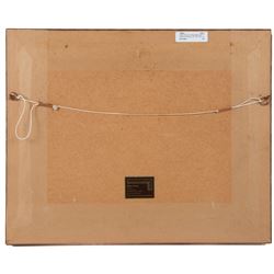 English School (Late 19th Century): Gentlemen and their Horses, set of three watercolours signed with monogram JHD?, 15cm x 24cm (3)