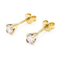 Pair of 9ct gold lab diamond stud earrings, hallmarked, total diamond weight approx 0.50 carat