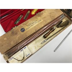 Assorted gun cleaning equipment including .303 brass oil bottle and boxed Webley Cleaning Kit etc; together with quantity of various calibre bullets for reloading 