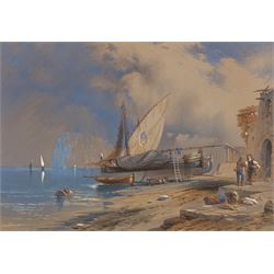 Edward William Cooke RA (British 1811-1880): 'Bay of Naples' watercolour heightened with w...