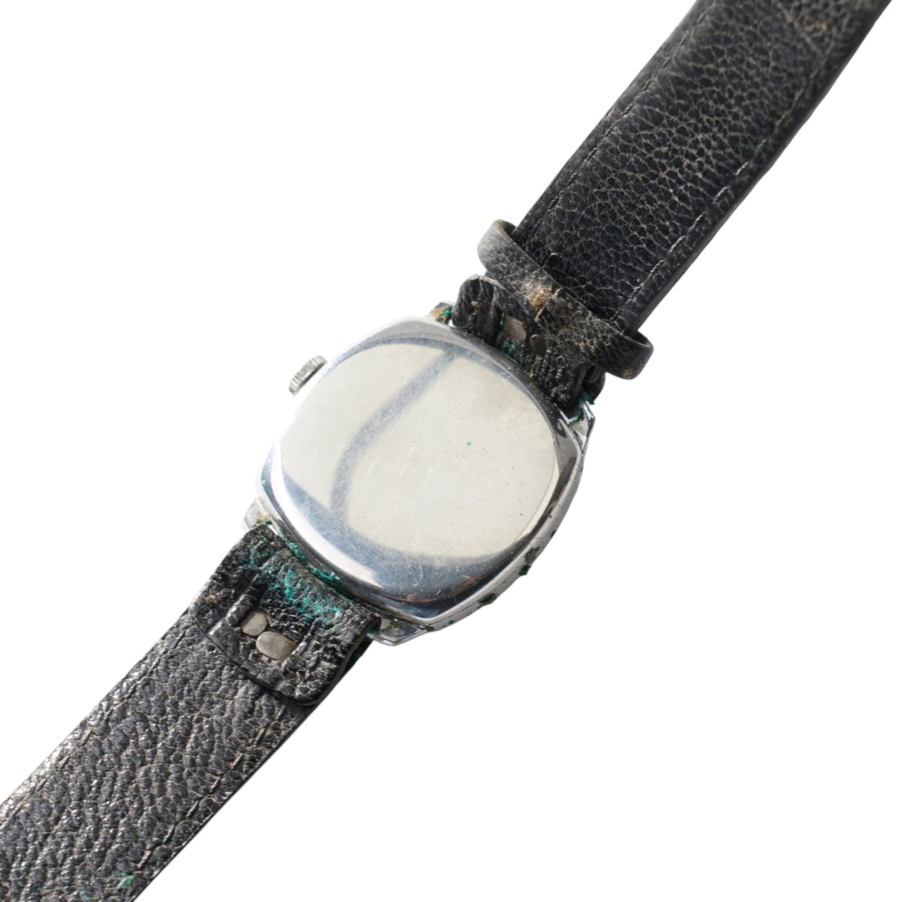 Tudor gentleman's stainless steel manual wind wristwatch, Ref. 12102, cream textured dial, on brown leather strap