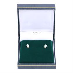 Pair of 9ct gold oval opal stud earrings, boxed