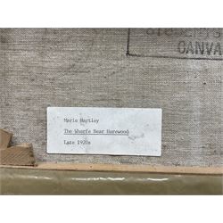 Marie Hartley (Yorkshire 1905-2006): 'The Wharfe near Harewood', oil on canvas signed, titled on printed label verso 25cm x 35cm 