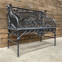 Richard Bawden (1936-2024); - Cat design painted cast iron garden bench