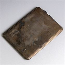 1930s silver cigarette case, with engine turned decoration and engraved initials to the to...