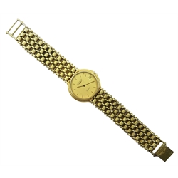  Longines gentleman's quartz gold-plated bracelet wristwatch with date 1989 boxed with papers  