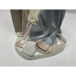 Lladro figure from Norman Rockwell collection, Summer Stock, modelled as a seated woman putting on lipstick leaning against a box, sculpted by Salvador Debon, no 1407, with original box, year issued 1982 year retired 1984, H26cm