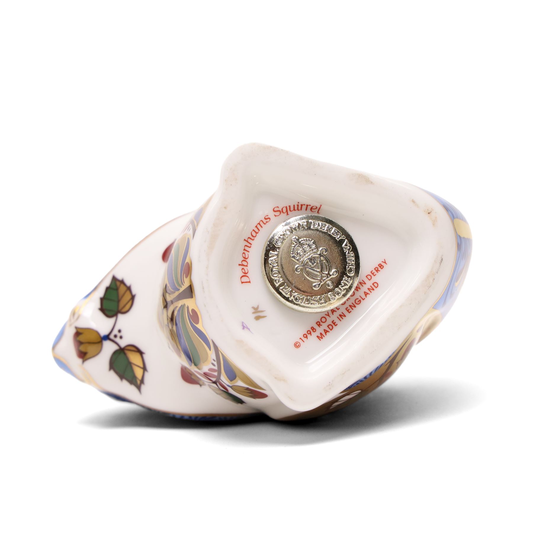 Five Royal Crown Derby paperweights Rowsley Rabbit limited edition 492/500 with certificate, Stoney Middleton  Squirrel, Old Imari Frog limited edition 1512/4500 with certificate, Debenhams Squirrel, and Mole all with silver stoppers