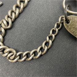 Victorian silver pair cased fusee lever pocket watch, No. 6765, cream enamel dial with Roman numerals, case makers mark R.S, Birmingham 1861, on silver Albert chain