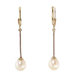 Pair of gold pearl and diamond stud earrings, and one other pair, both 9ct