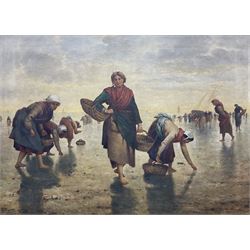 French School (19th century): Breton Cockle Pickers, oil on canvas unsigned 79cm x 109cm
