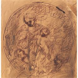 Italian School (18th century): Madonna and Child, ink tondo indistinctly signed R*tti and ...