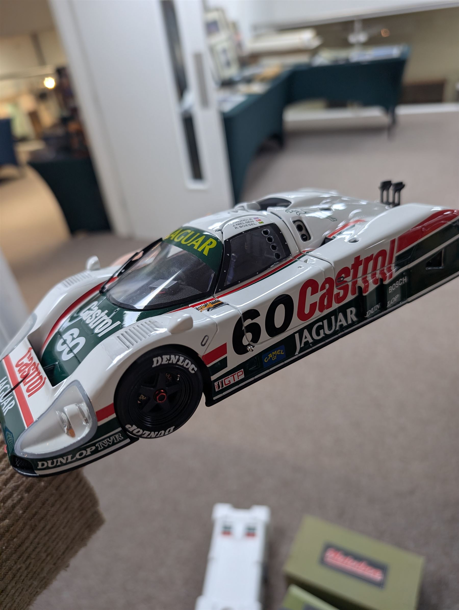 Motorbox Exoto Jaguar XJR-9 IMSA, in white, green and red Castrol livery #60, boxed