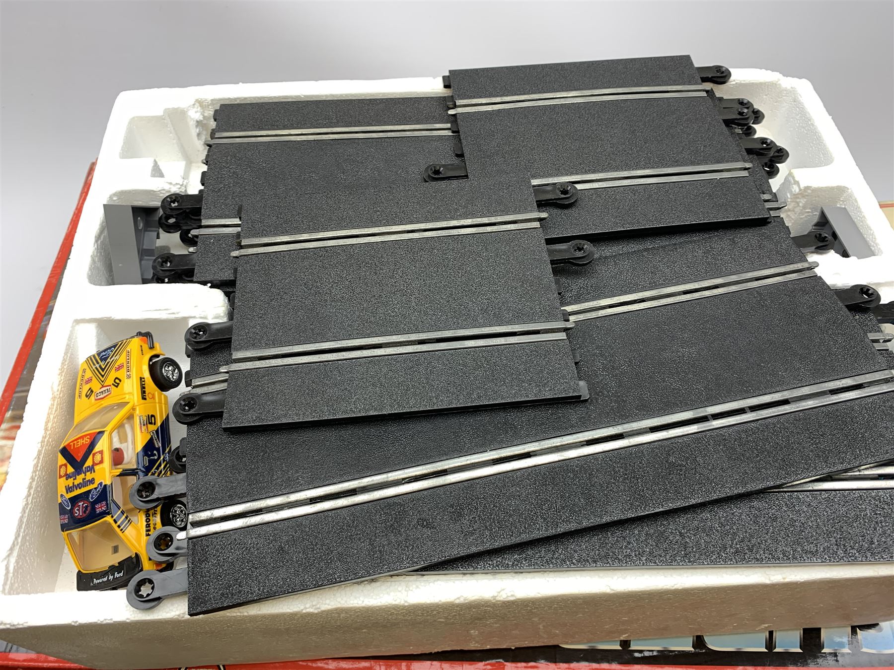 Scalextric, Alpine Rallye, Electric Slot Racing Set Newmarket, Super Saloons, and Night Stages. (4). 